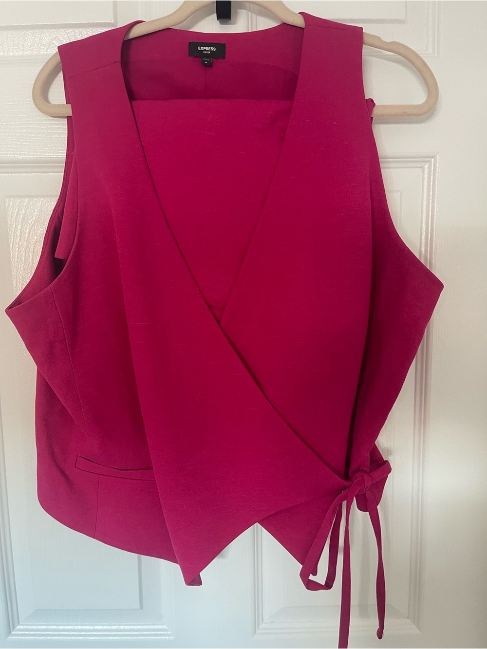 Express Fuchsia Sleeveless Wrap Tunic with Side Tie